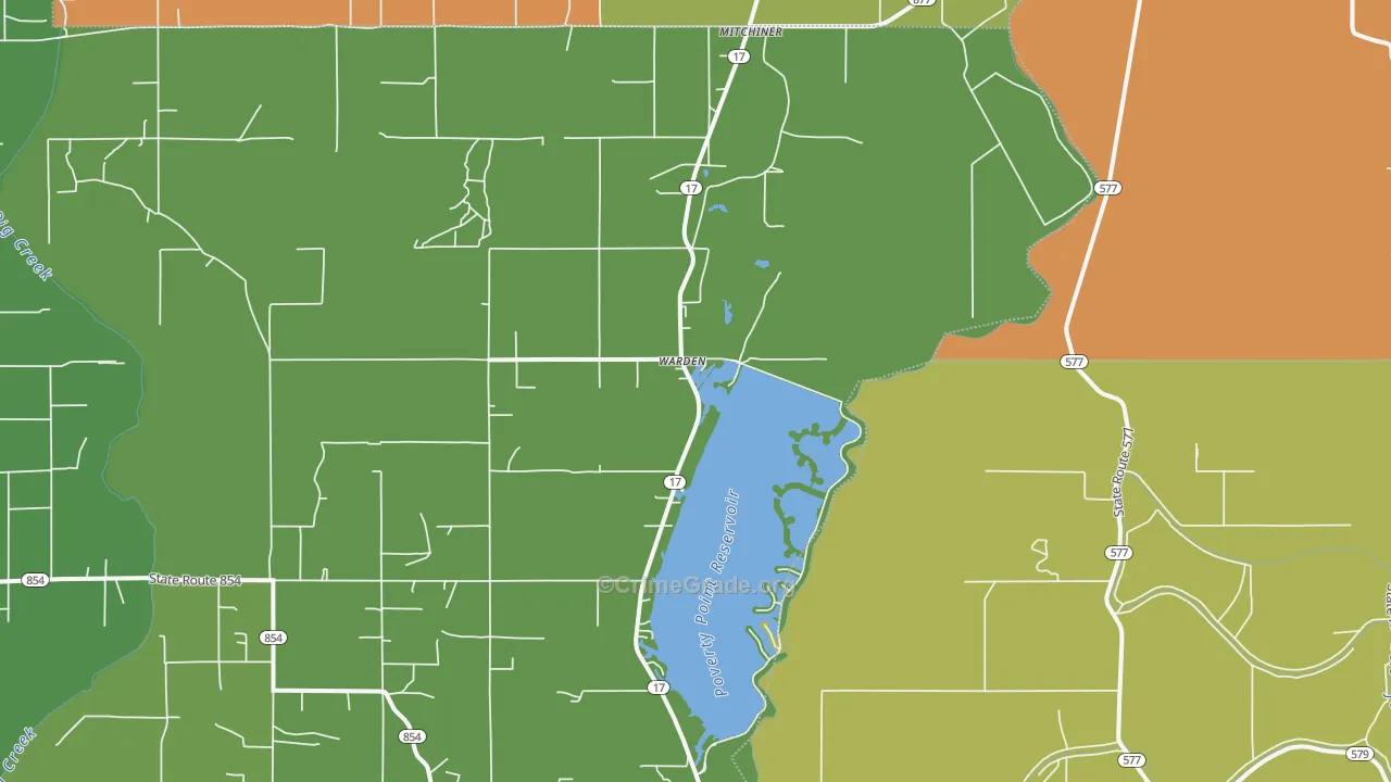 Warden, LA Map of Robbery Rates