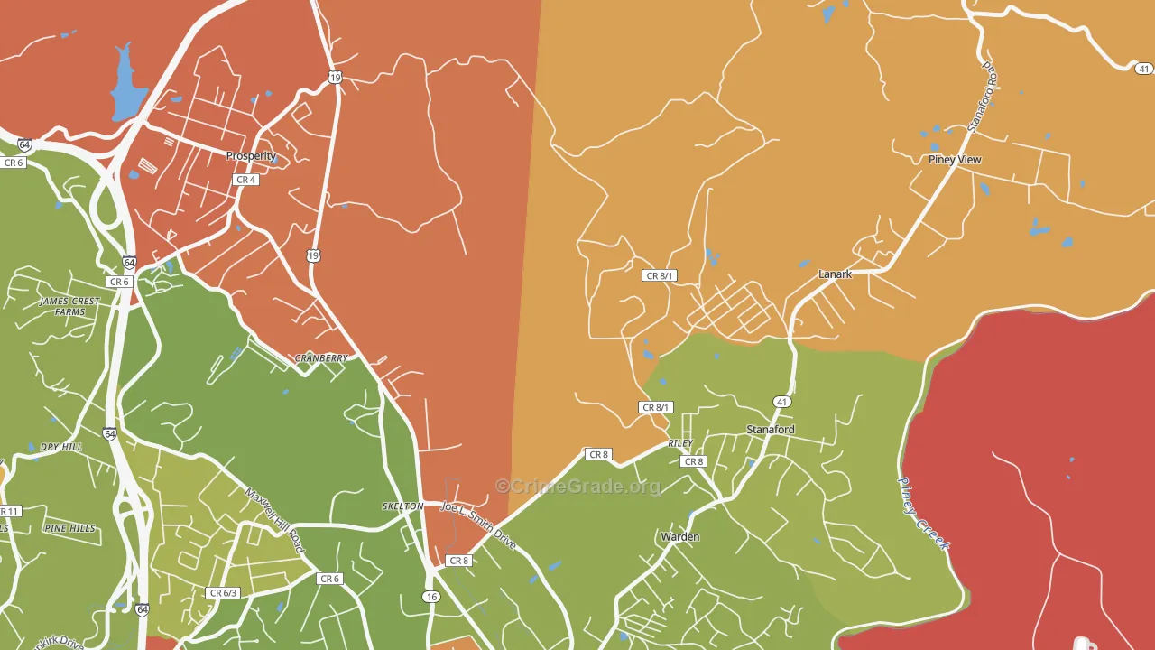 Warden, WV Map of Robbery Rates