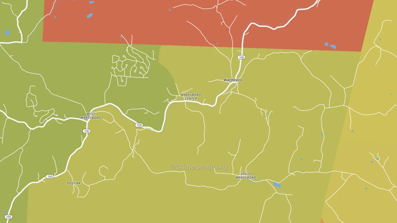 Wardsboro, VT Map of Robbery Rates
