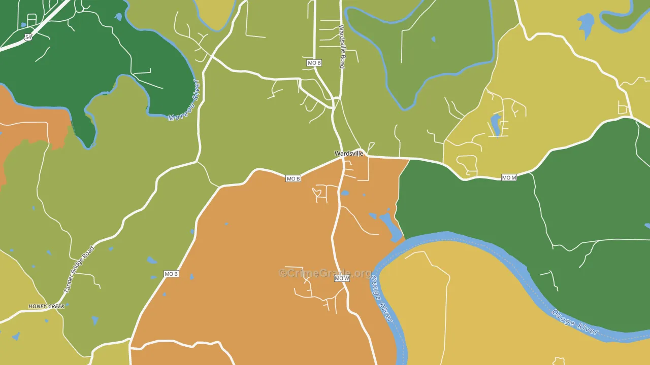 Wardsville, MO Map of Robbery Rates