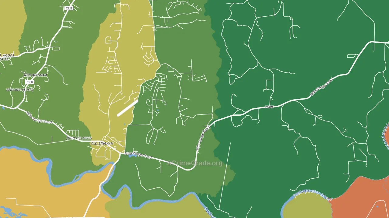 Ware, AL Map of Robbery Rates