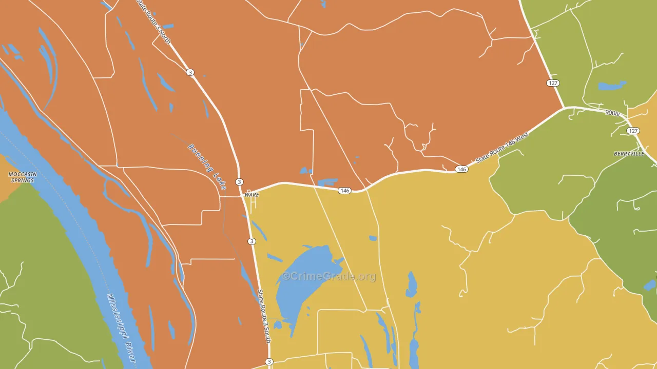 Ware, IL Map of Robbery Rates