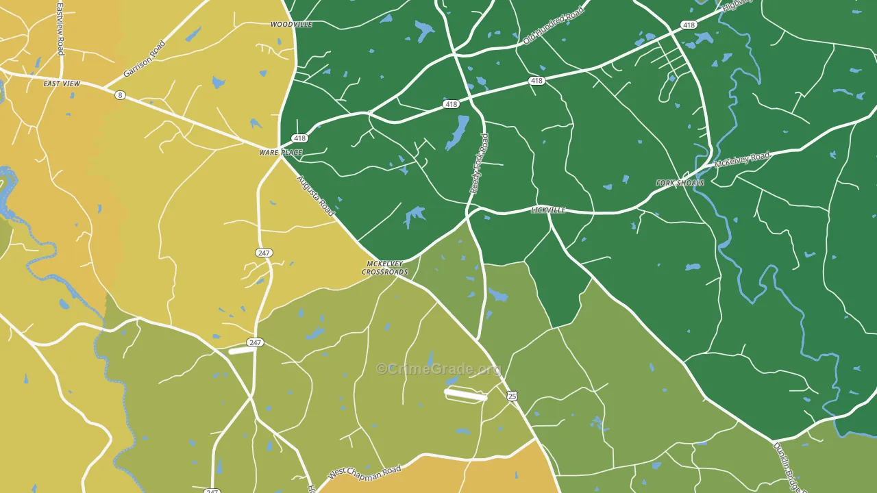 Ware Place, SC Map of Robbery Rates