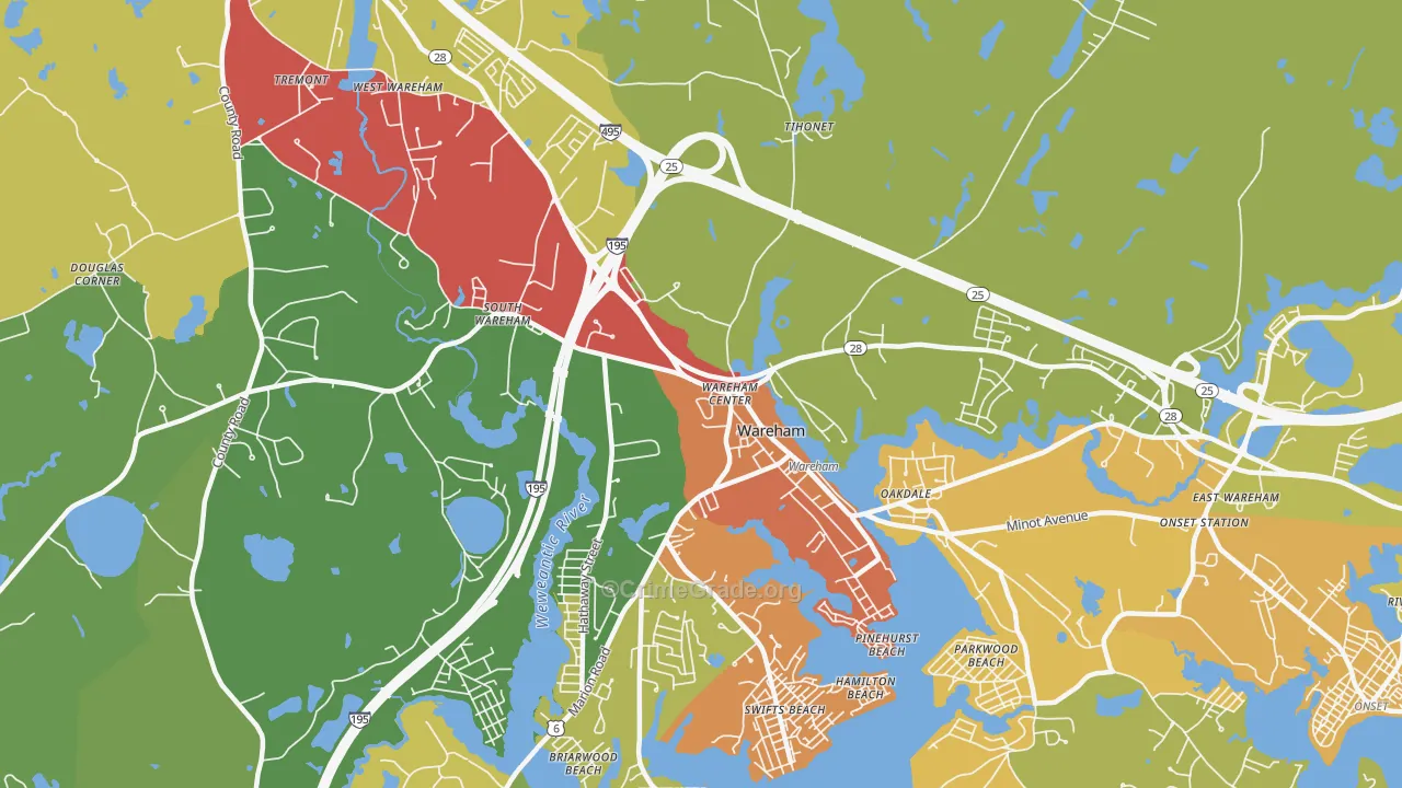 Wareham, MA Map of Robbery Rates