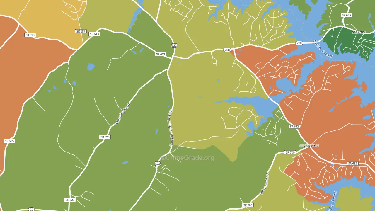 Wares Crossroads, VA Map of Robbery Rates