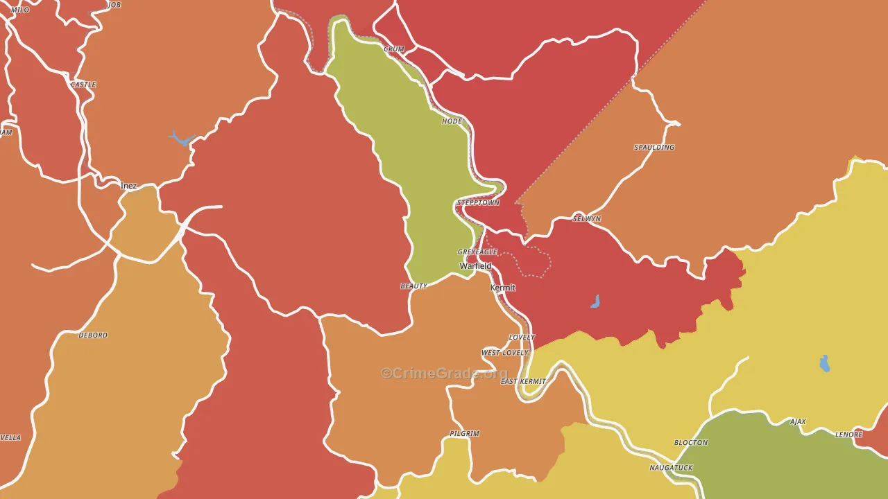 Warfield, KY Map of Robbery Rates