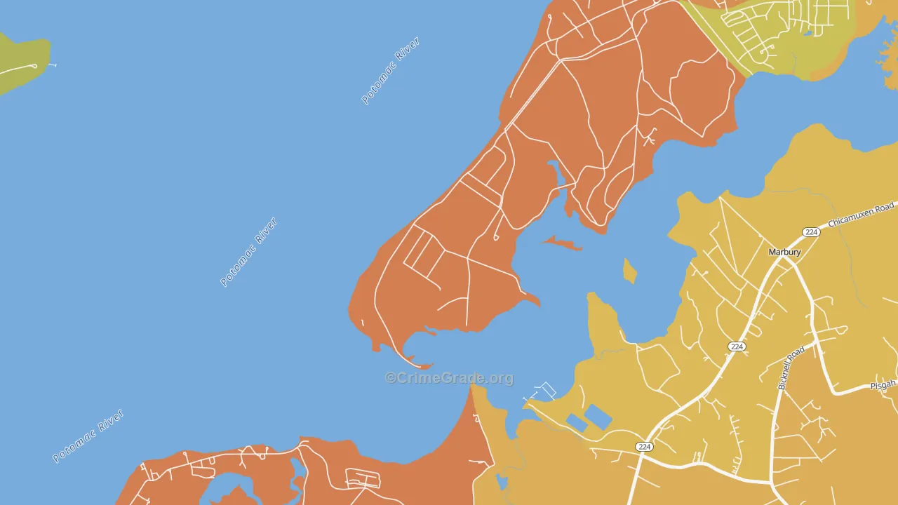 Warington Hills, MD Map of Robbery Rates