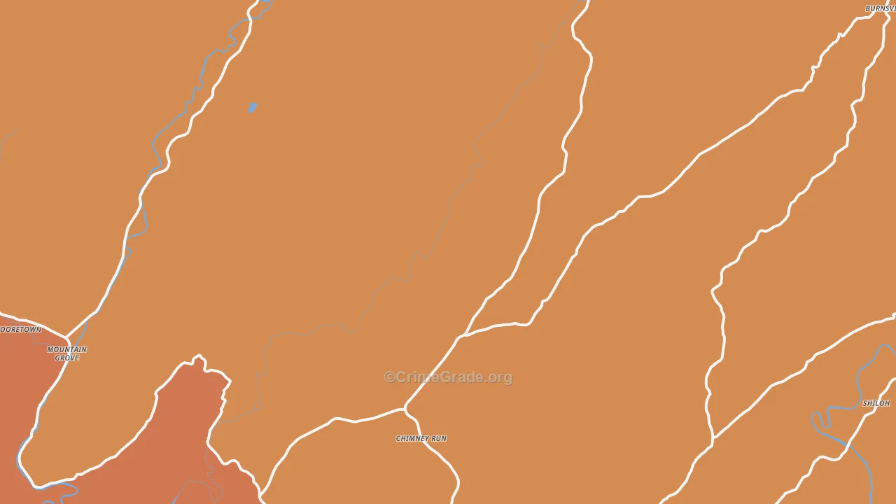 Warm Springs, VA Map of Robbery Rates