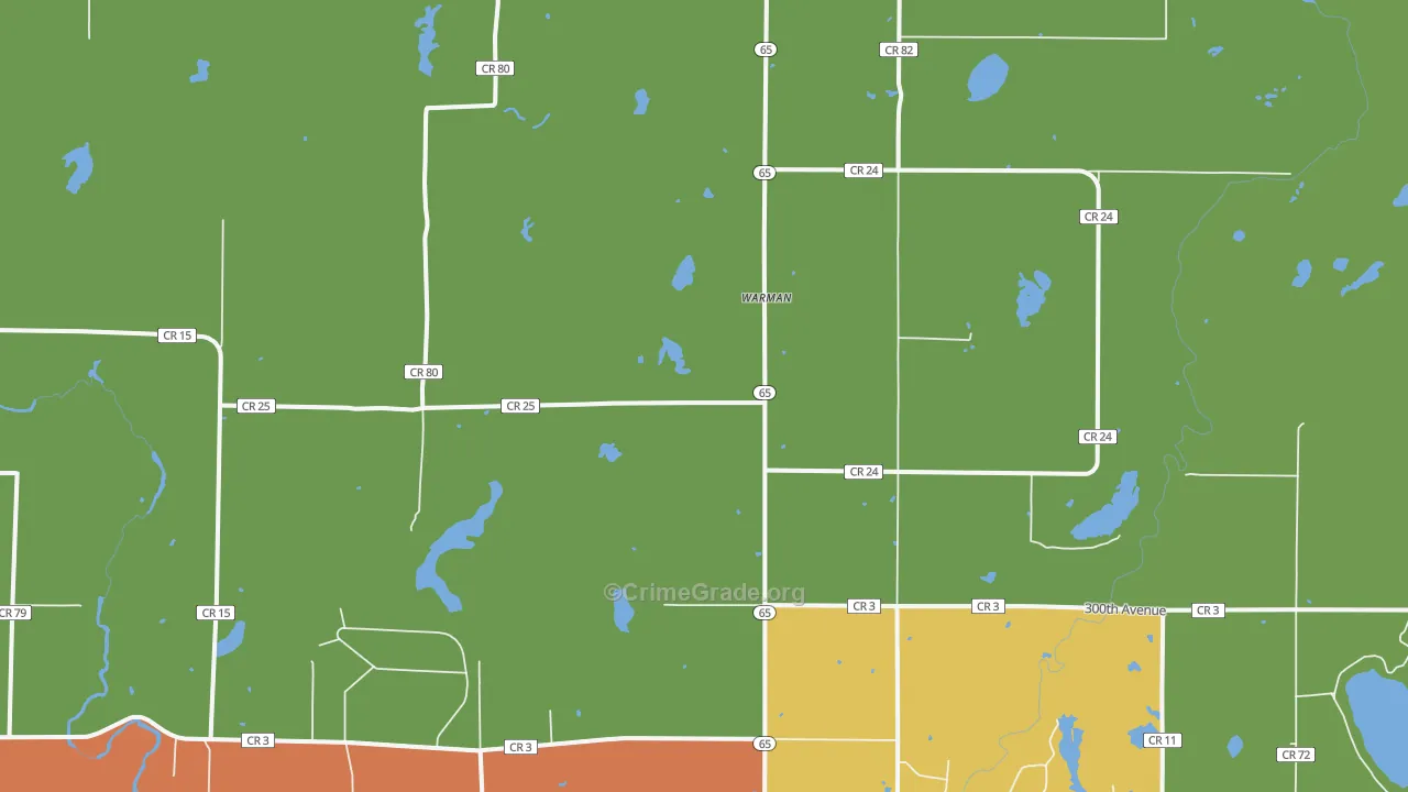 Warman, MN Map of Robbery Rates