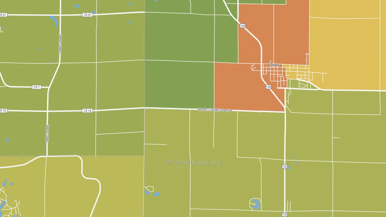 Warner, IL Map of Robbery Rates