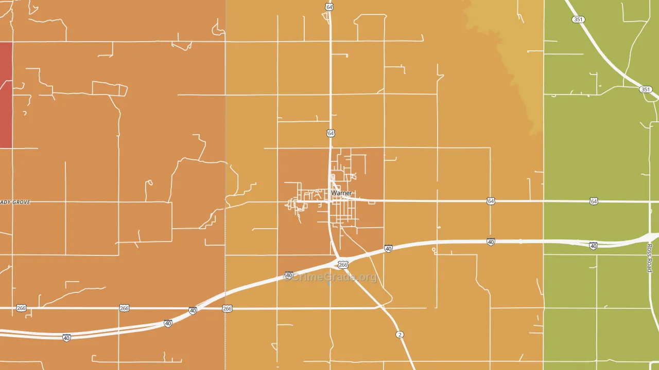 Warner, OK Map of Robbery Rates