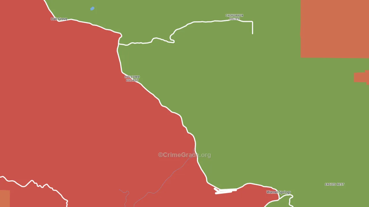 Warner Springs, CA Map of Robbery Rates