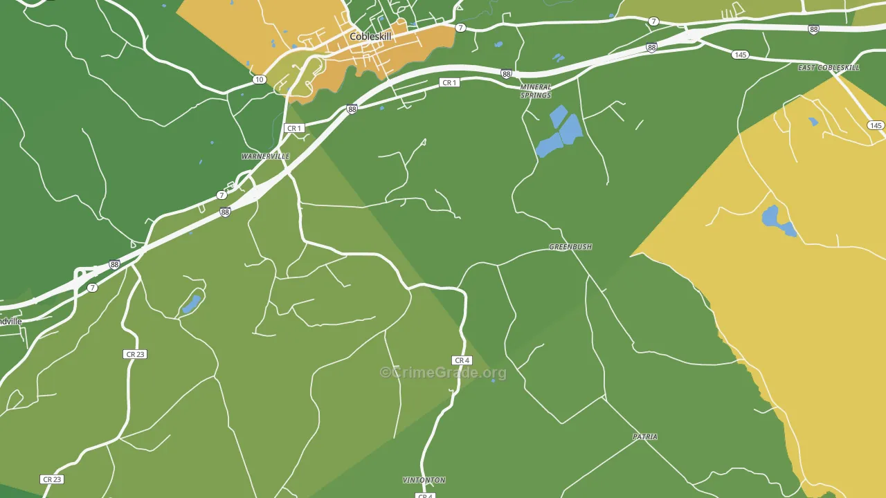 Warnerville, NY Map of Robbery Rates