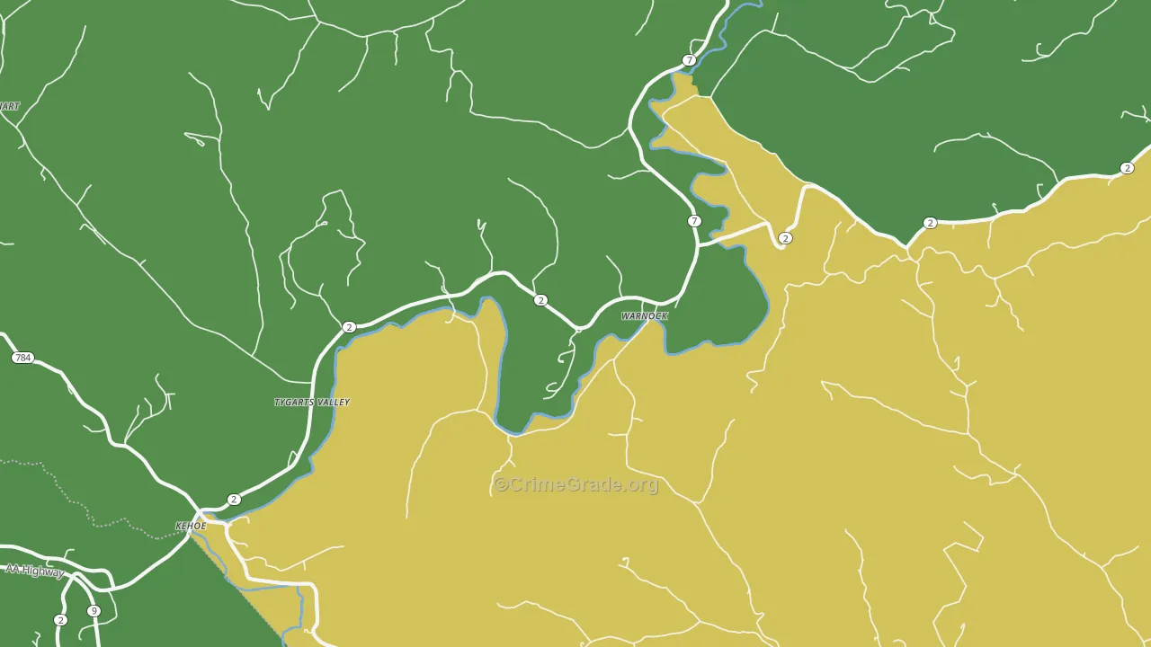 Warnock, KY Map of Robbery Rates