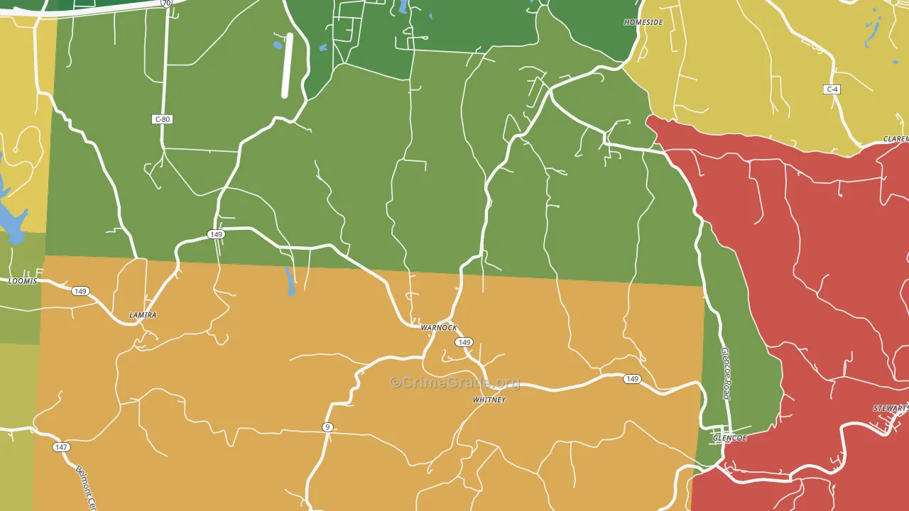 Warnock, OH Map of Robbery Rates