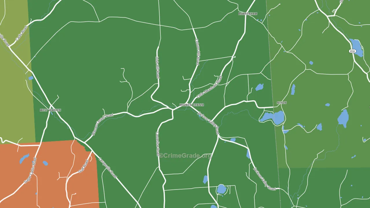 Warren Center, PA Map of Robbery Rates