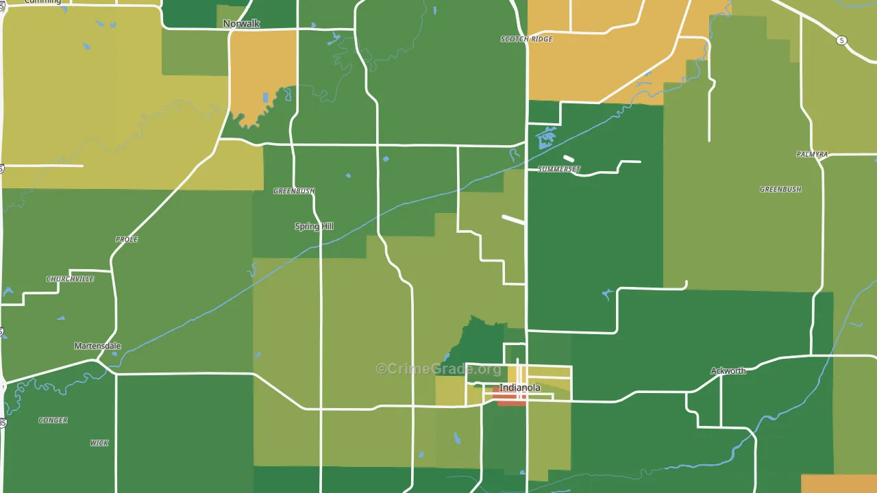 Warren County, IA Map of Robbery Rates