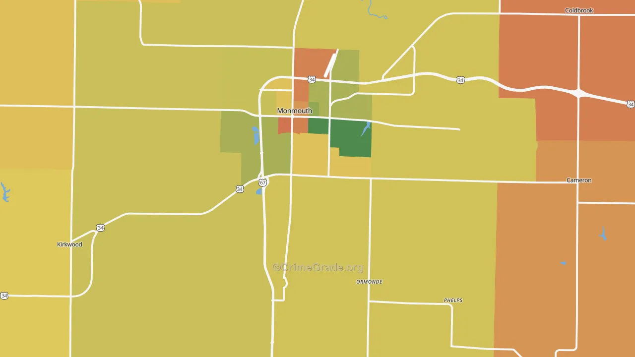 Warren County, IL Map of Robbery Rates