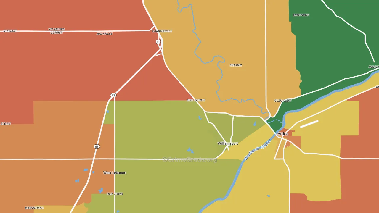 Warren County, IN Map of Robbery Rates