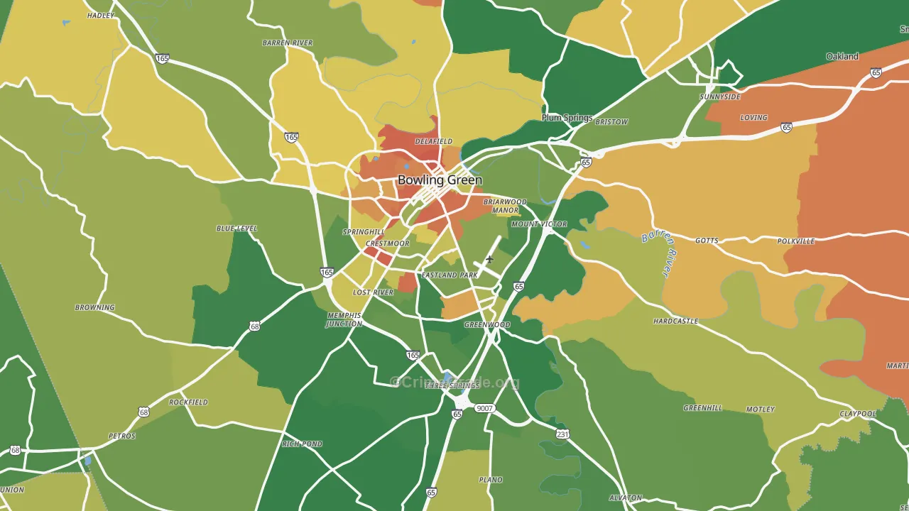 Warren County, KY Map of Robbery Rates