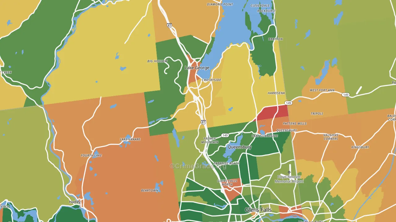 Warren County, NY Map of Robbery Rates