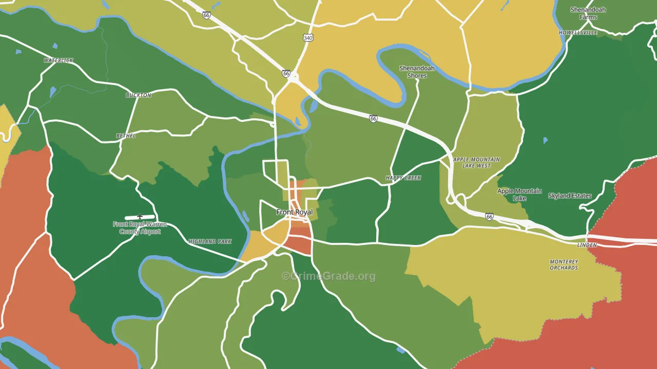 Warren County, VA Map of Robbery Rates