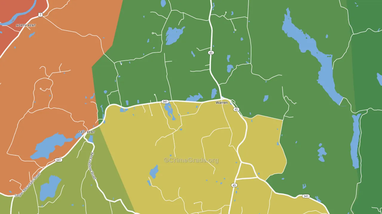 Warren, CT Map of Robbery Rates