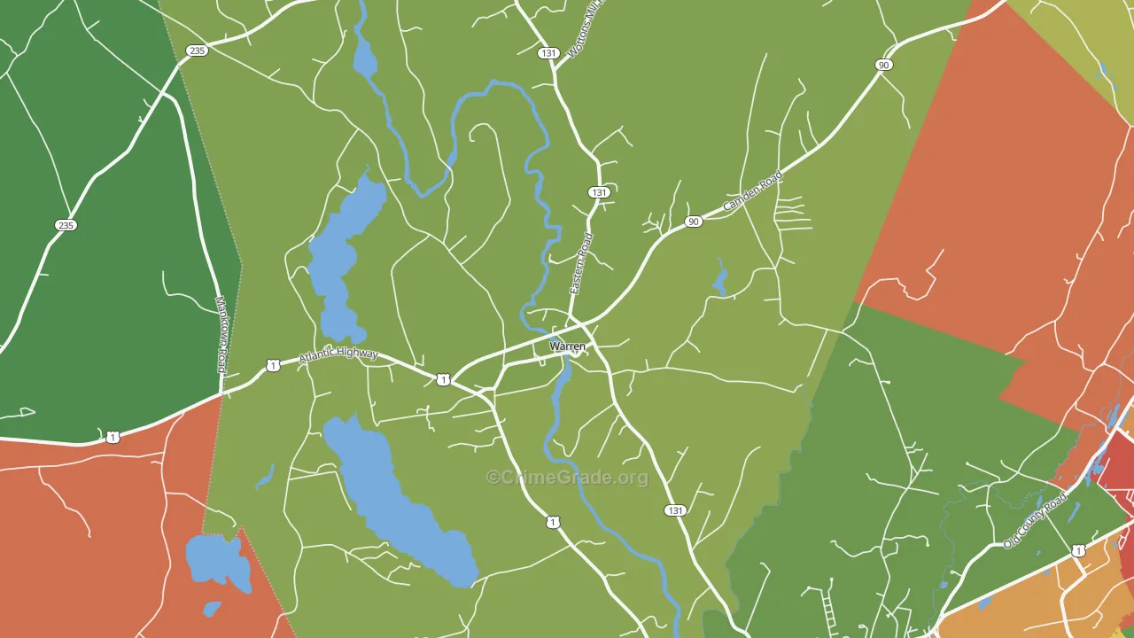 Warren, ME Map of Robbery Rates