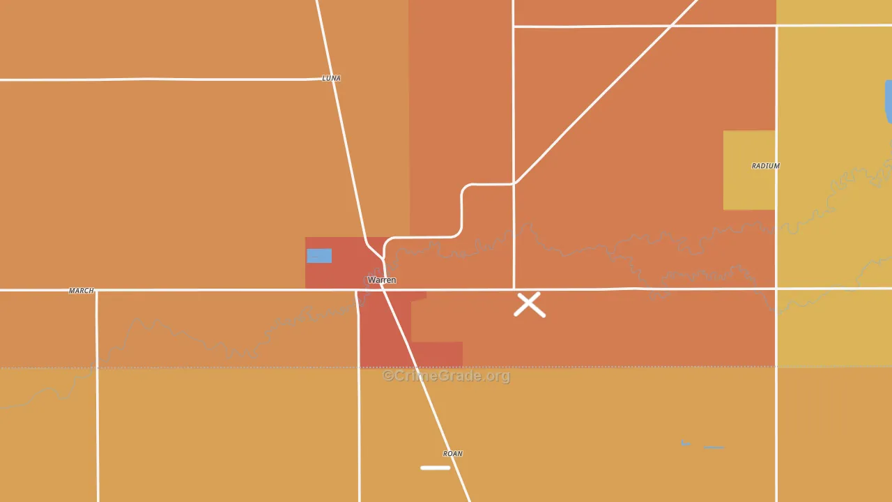 Warren, MN Map of Robbery Rates