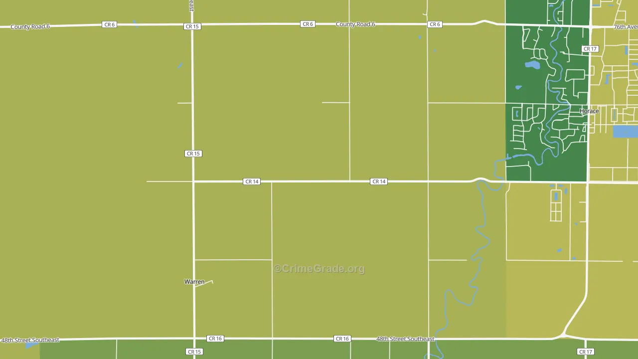 Warren, ND Map of Robbery Rates