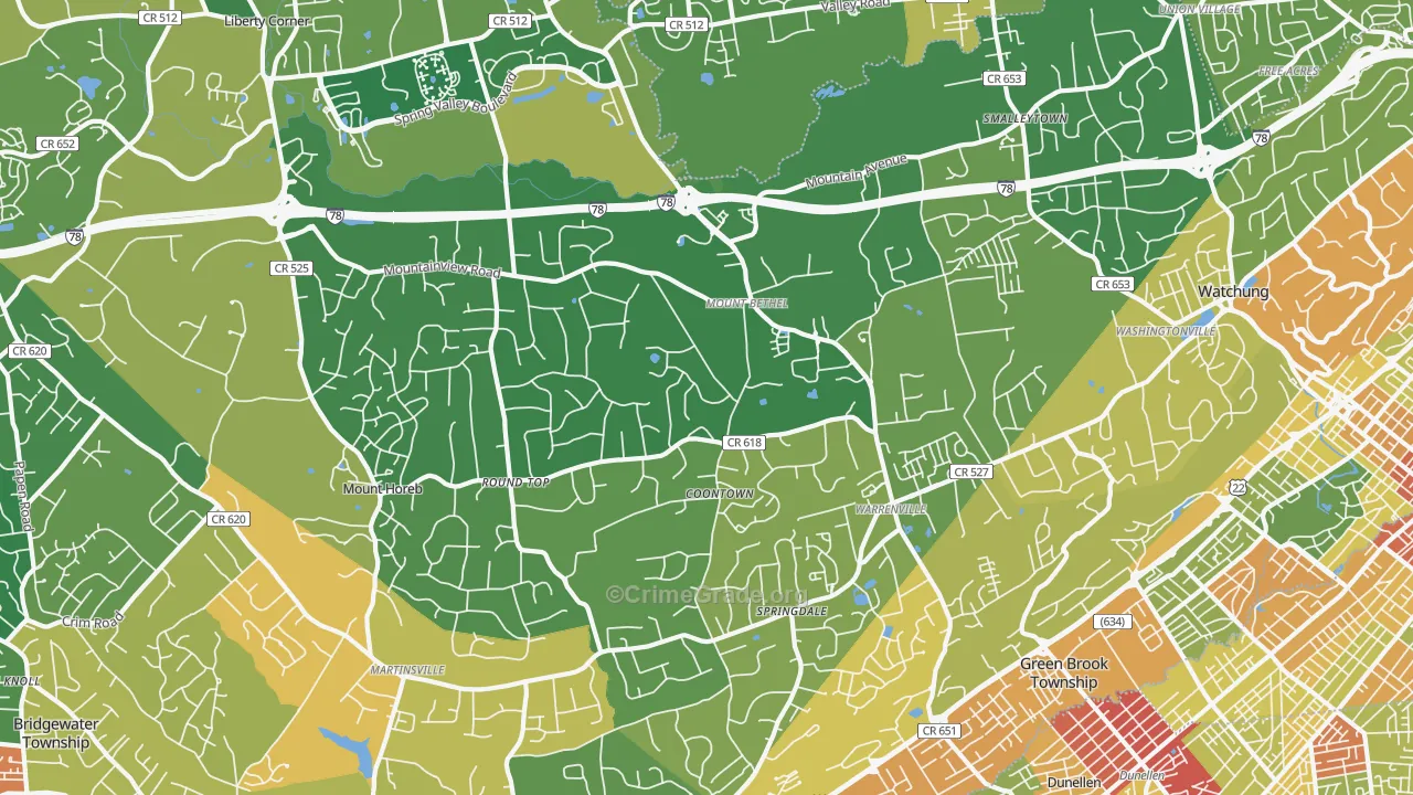 Warren, NJ Map of Robbery Rates