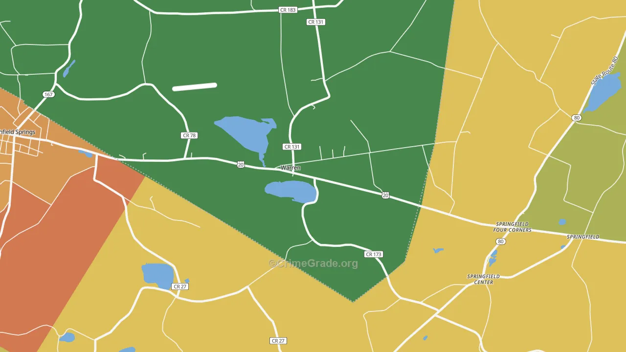 Warren, NY Map of Robbery Rates