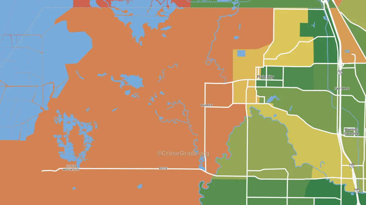 Warren, UT Map of Robbery Rates
