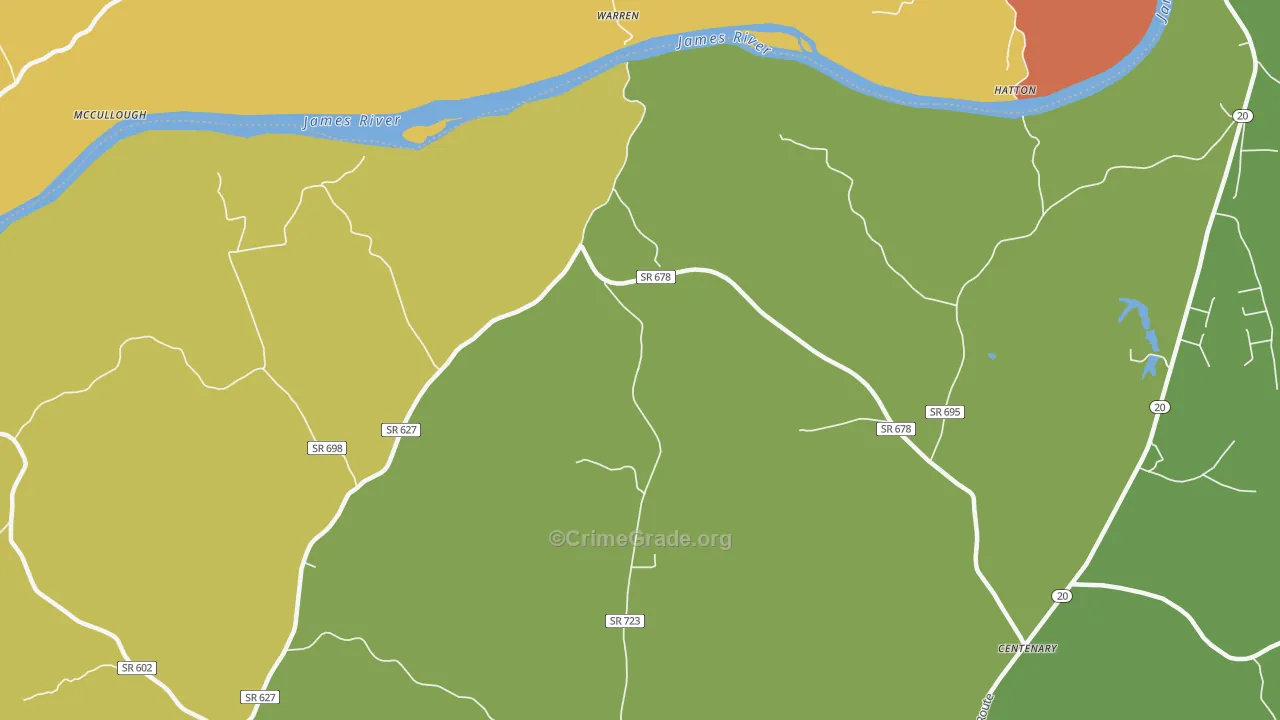 Warren, VA Map of Robbery Rates