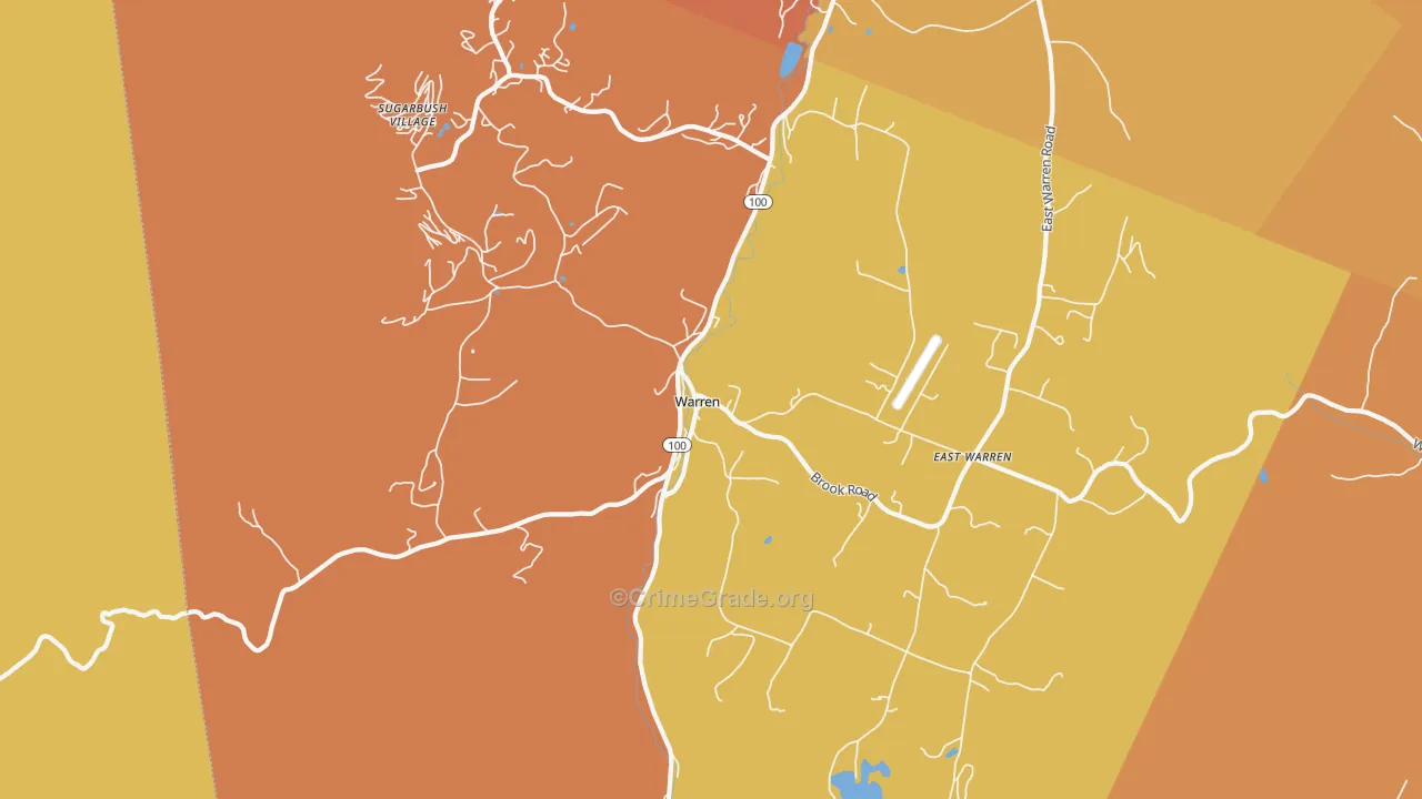 Warren, VT Map of Robbery Rates