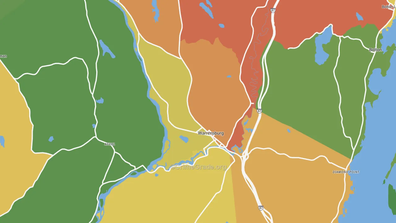Warrensburg, NY Map of Robbery Rates