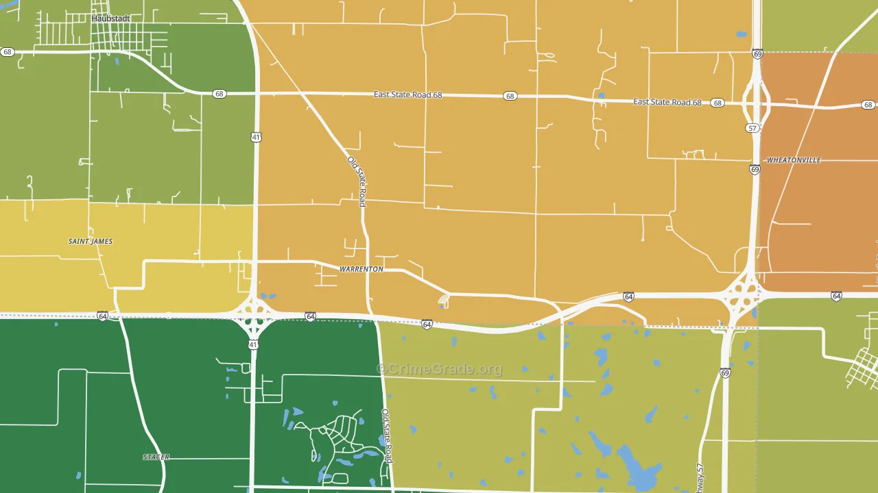 Warrenton, IN Map of Robbery Rates