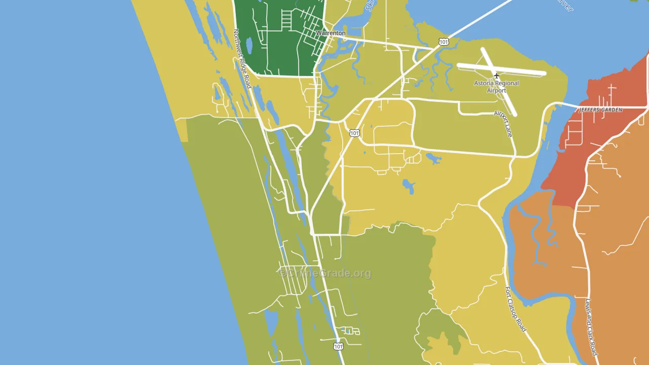 Warrenton, OR Map of Robbery Rates