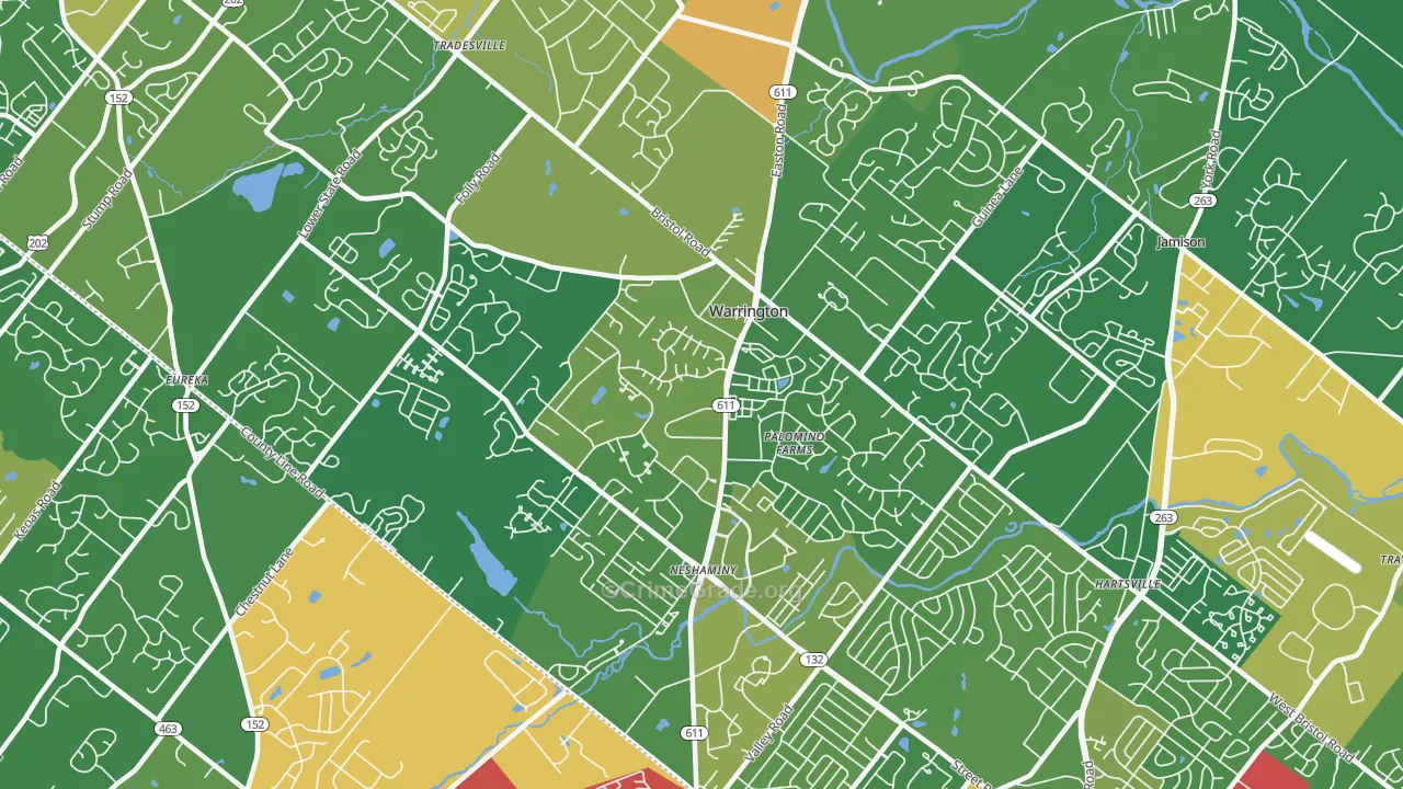 Warrington, PA Map of Robbery Rates
