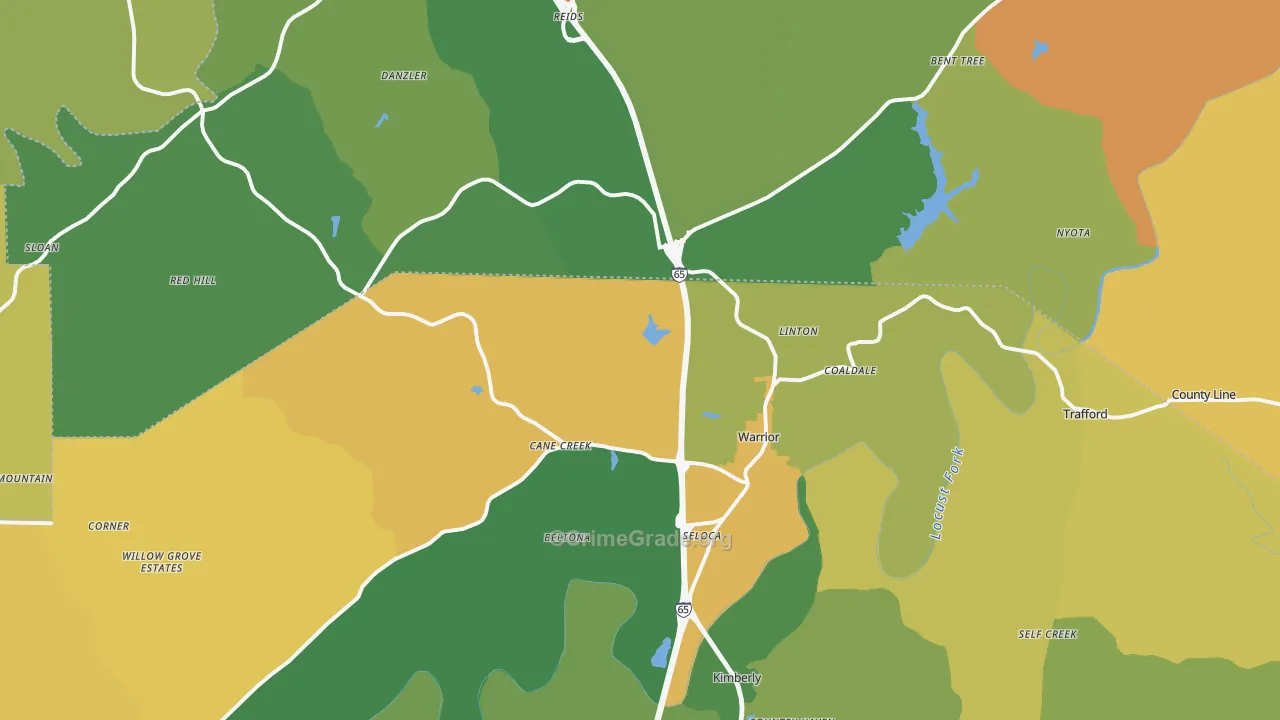 Warrior, AL Map of Robbery Rates