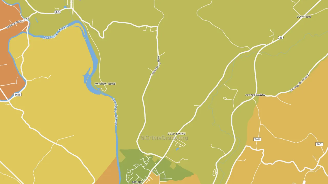 Warrior Ridge, PA Map of Robbery Rates