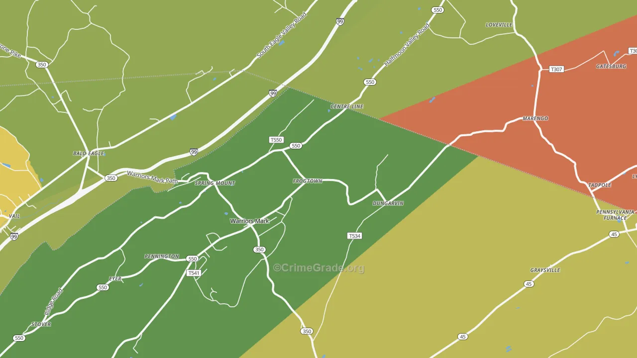 Warriors Mark, PA Map of Robbery Rates