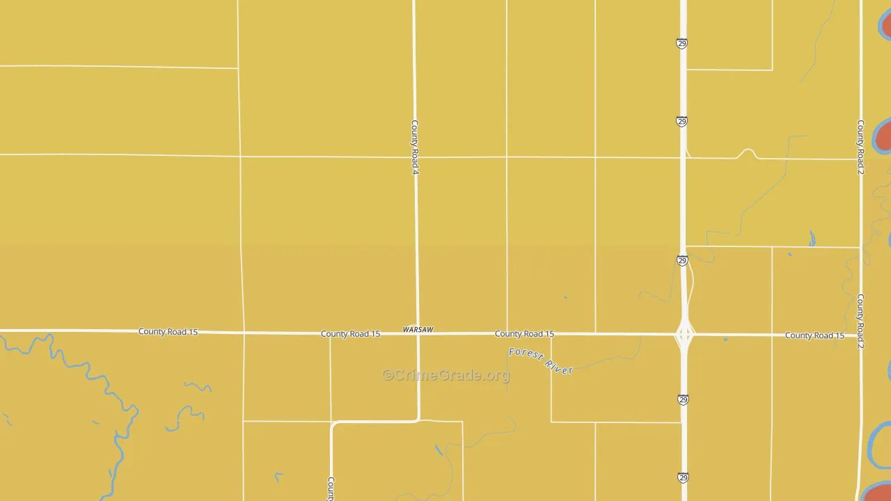 Warsaw, ND Map of Robbery Rates