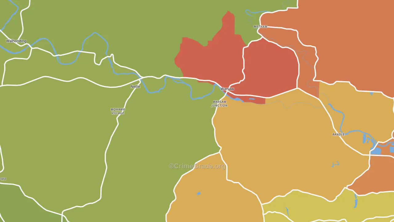 Warsaw, OH Map of Robbery Rates