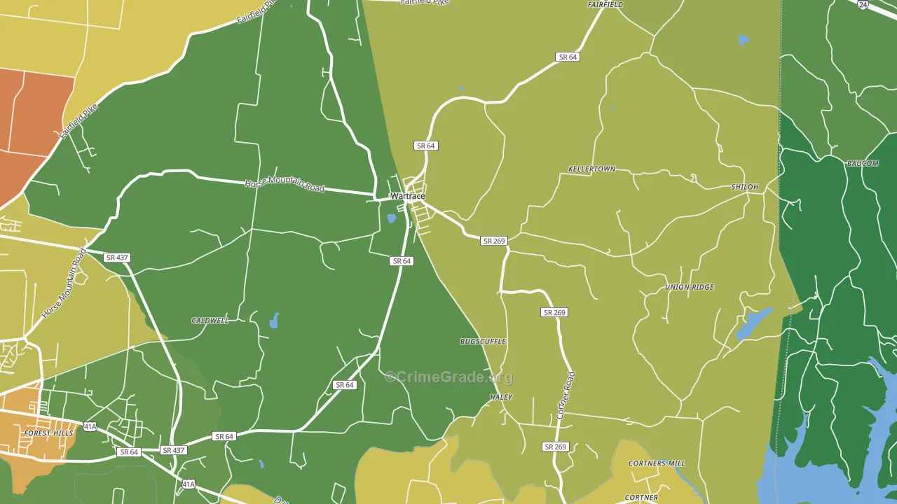 Wartrace, TN Map of Robbery Rates