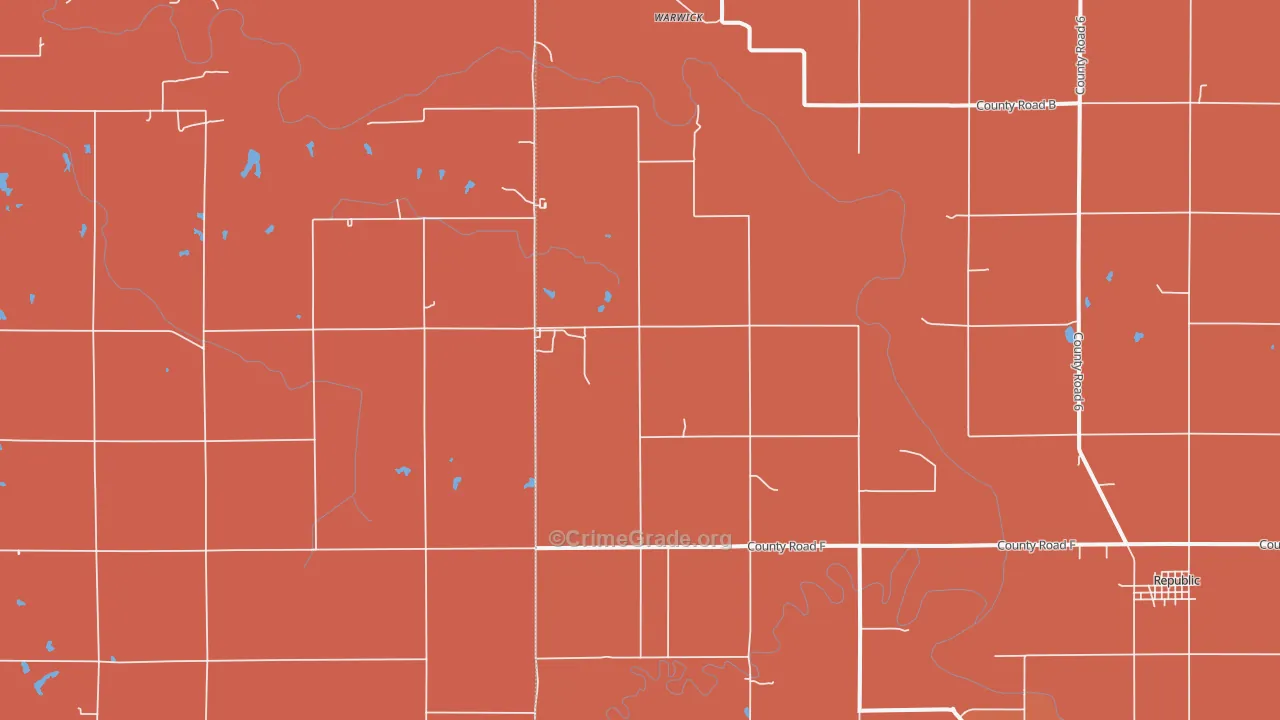 Warwick, KS Map of Robbery Rates