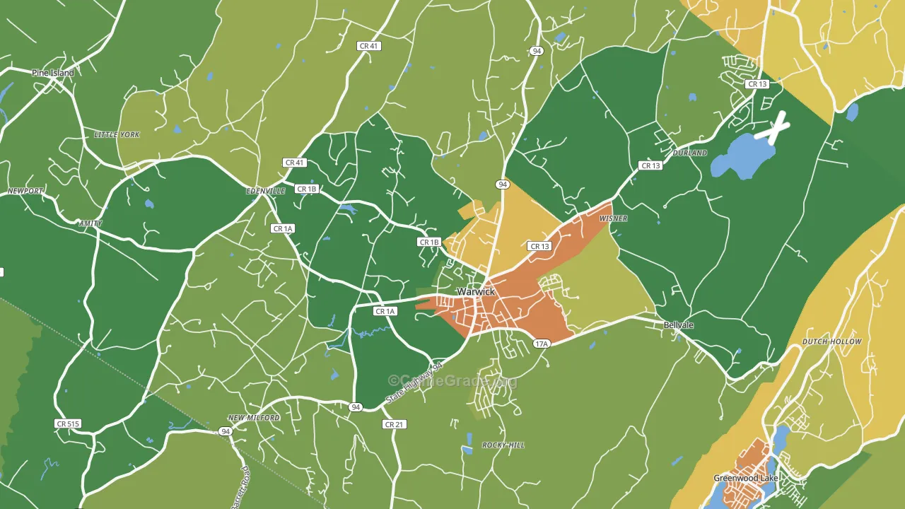 Warwick, NY Map of Robbery Rates