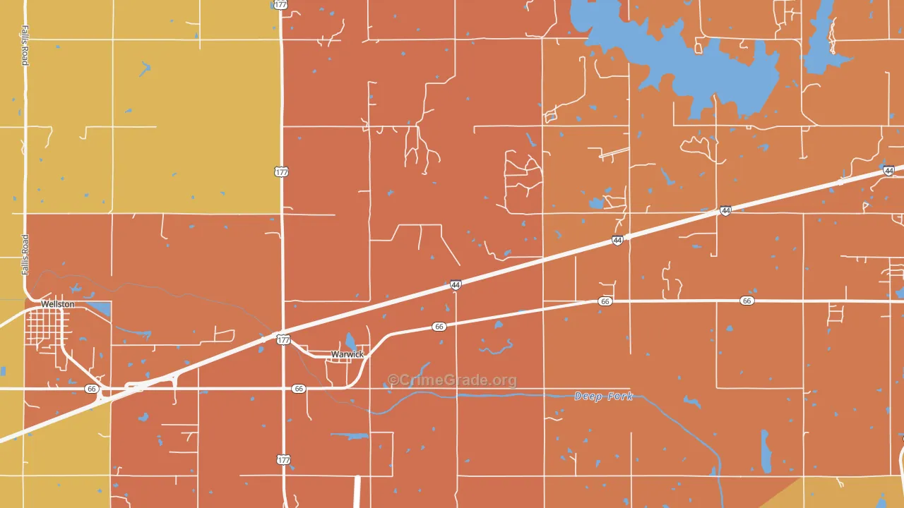 Warwick, OK Map of Robbery Rates