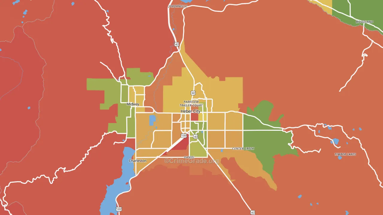 Wasatch County, UT Map of Robbery Rates