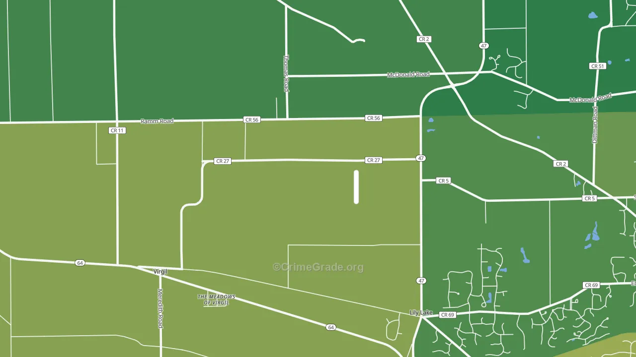 Wasco, IL Map of Robbery Rates